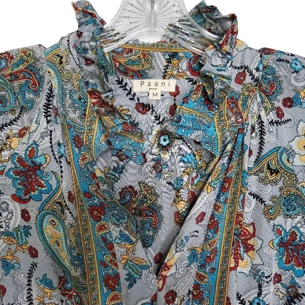 Paani Paisley Floral Midi Tiered Dress Boho Cottagecore Size Medium